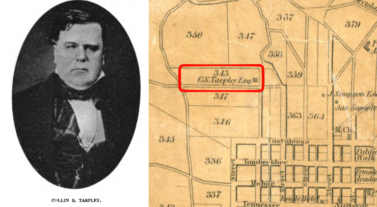 C.S. Tarpley and map of his location