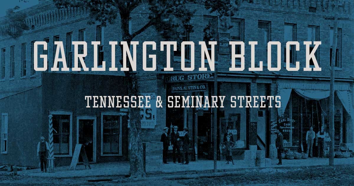Garlington Block: at the corner of Tennessee and Seminary streets in Florence, AL