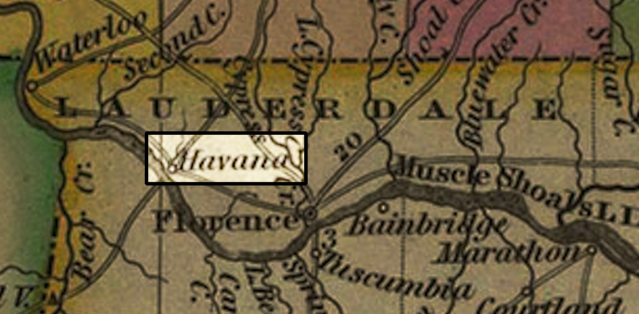Map showing Havana
