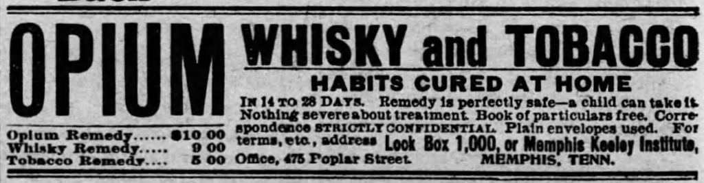 opium whisky and tobacco habits cured at home