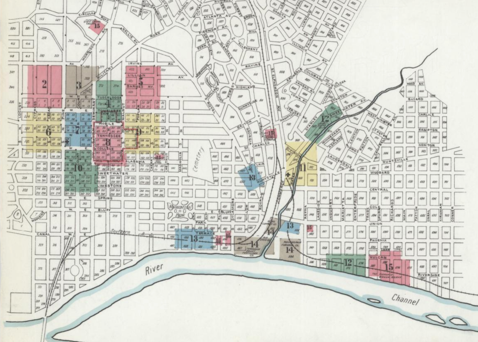 Sanborn Key Map of 1910s Florence, Alabama