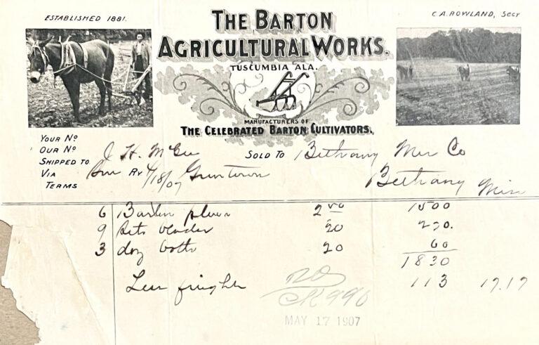 Barton Agricultural Works invoice