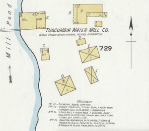 1921 Sanborn map excerpt showing the mill