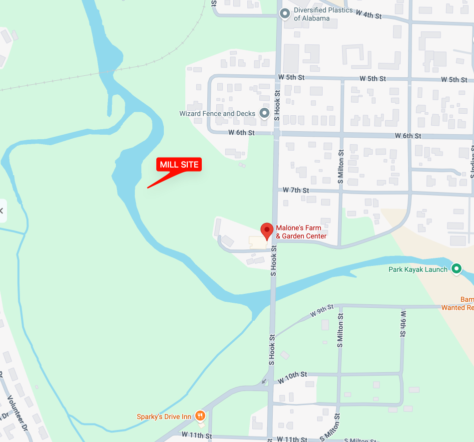 Showing the mill site on a current Google map