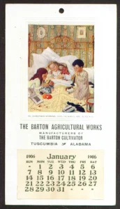 1906 advertising calendar for Barton Agricultural Works
